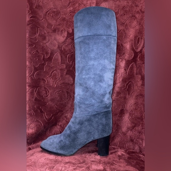 Christian Louboutin Tall Boot Dusty Grayish Purple Suede Block Heel EU36.5/US6.5 - Picture 1 of 9